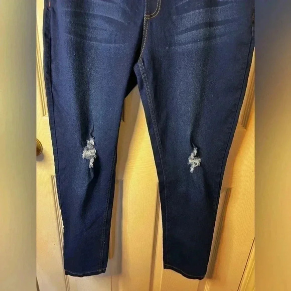 Sheila Rose  Stretch Skinny Pants XL Distressed Dark Blue  Comfy Leggings - Picture 4 of 6